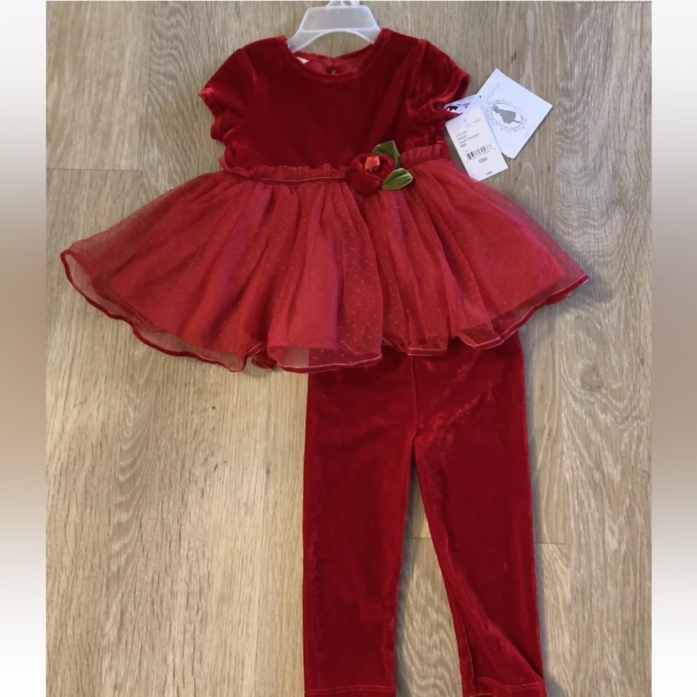 (NWT ) Marmellata Girls Size 18 Months 2Pc Beautiful Velvet Holiday Pant Set